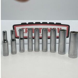 Craftsman V Series 9pc Deep Socket Set 1/4 Drive 6 Pt SAE Made in USA  43571-89